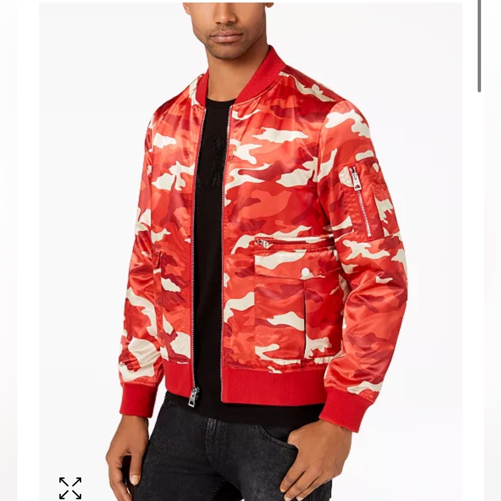 Guess Red Camo Bomber